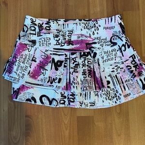 Lucky in love Graphic Print Mini Skirt - Pink and Black